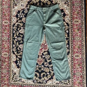 Lee modern vintage green stripped carpenter pants